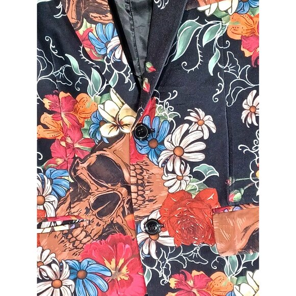 Whispers Of Mortality Floral Gothic Skull Blazer Jacket By Giovanco Goth Punk 40 - Picture 6 of 8